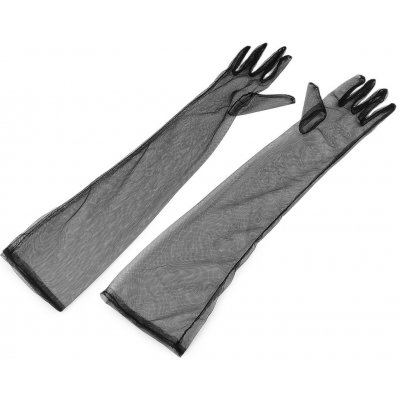 Dlouhé společenské rukavice tylové černá – Zboží Dáma