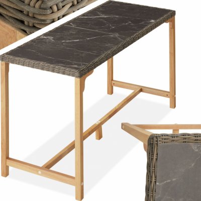 TecTake Ratanový barový stůl Lovas 161 × 64,5 × 99,5 cm - šedý – Zboží Mobilmania