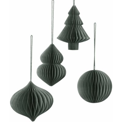 Broste Dekorační papírové ozdoby SET 4ks zelené – Hledejceny.cz