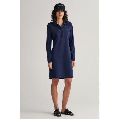 Gant Slim Shield Ls Pique Dress modrá