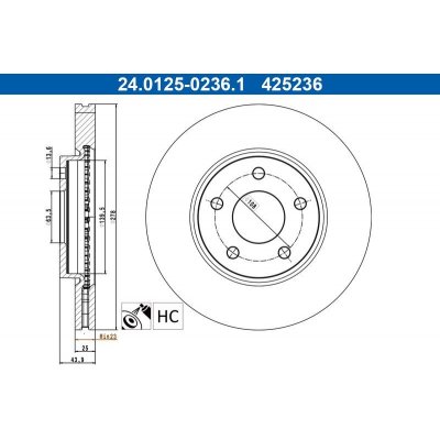 Brzdový kotouč ATE 24.0125-0236.1 | Zboží Auto
