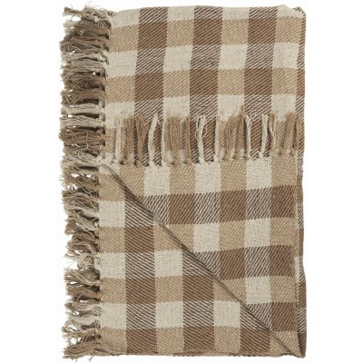 IB LAURSEN přehoz na postel Bavlněný Brown Checks hnědá 130 x 160 cm – Zboží Dáma