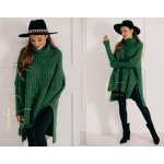 Fashionweek Luxusní pončo svetr vlněný pletený kabát s teplým rolákem RITA Zelená – Zboží Mobilmania