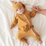 Overal na zip puntíkatý hořčicový – Zboží Dáma