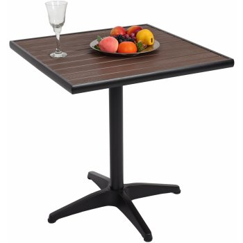 Mendler Zahradní stůl HWC-J95, hliník polywood černá, tmavě hnědá