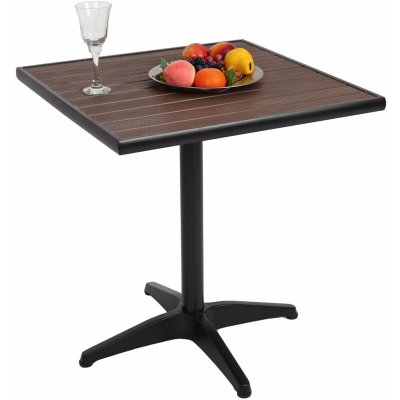 Mendler Zahradní stůl HWC-J95, hliník polywood černá, tmavě hnědá