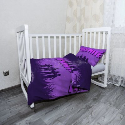 Sablio Mikroplyšové dětské povlečení do postýlky FORTNITE Fialová silueta 100 x 135 cm 40 x 60 cm – Zboží Dáma
