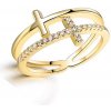 Prsteny Mabell Dámský stříbrný prsten INAYA CZ221R F10090-GOLD 5C45
