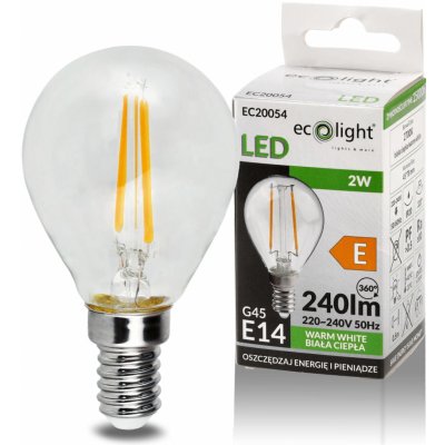 ECOLIGHT LED žárovka E14 2W teplá bílá EC20054