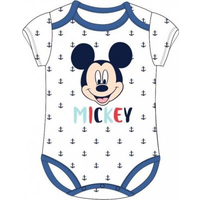 E plus M Kojenecké chlapecké dětské body tričko s krátkým rukávem Mickey Mouse Disney bílé – Zboží Mobilmania