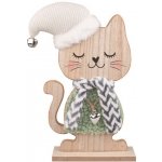 Anděl Přerov Kočka v zeleném kožíšku dřevěná na postavení 17 x 27,5 x 6 cm – Hledejceny.cz