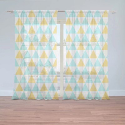Záclony Dvoubarevné trojúhelníky: 2 ks - 150x250 cm - Sablio – Hledejceny.cz