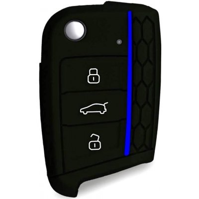 COVERKEYS Obal na klíč, kryt klíče Škoda Superb III (2015 - 2024) silikonový, černý s modrým proužkem – Zboží Mobilmania