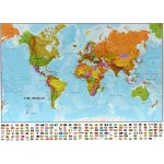 Svět politický malý - nástěnná mapa 103 x 73 cm, lamino + stříbrný hliníkový rám – Zboží Mobilmania