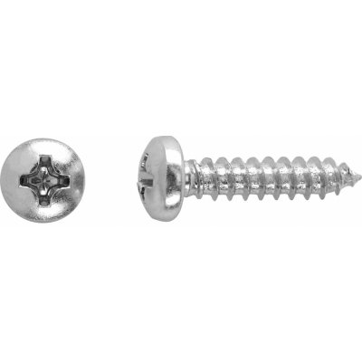 Vrut do plechu s půlkulatou hlavou PH2 plný závit bíle pozink. 3,5x9,5 mm, 12 ks – Hledejceny.cz