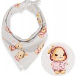 Biante dětský bavlněný šátek Sandra SA-538 Růžoví zajíčci a ptáčci na bílém – Zboží Dáma