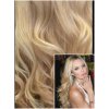 Příčesek do vlasů Clip in VLNITÝ PÁS 40cm REMY PLATINOVÁ BLOND / SVĚTLE HNĚDÁ