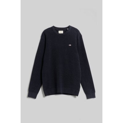 Gant Textured Cotton C-neck modrá – Hledejceny.cz