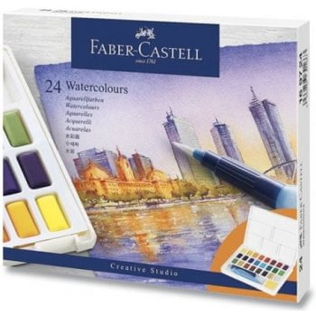 Akvarelové barvy Faber Castell 36 v sadě s plnitelným štětcem