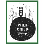 Plakát divokého dítěte 40X50 cm + zelený rám