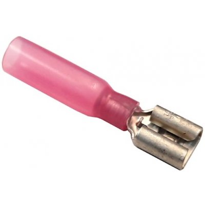 Izolovaný konektor faston 6,3 mm samice se smršťovací bužírkou - červená 10kusů | Zboží Auto