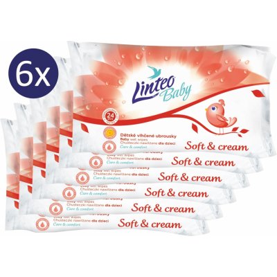 Linteo Baby Soft & Cream vlhčené ubrousky 6 x 24 ks – Hledejceny.cz