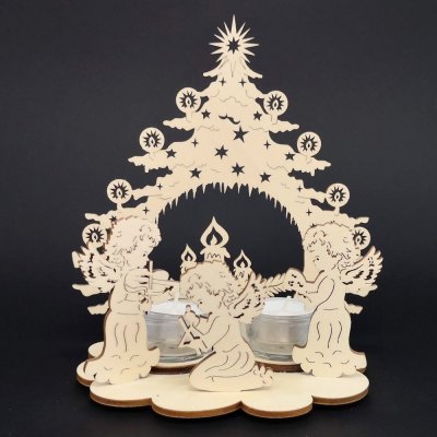 Amadea Dřevěný svícen strom s andílky 20 cm – Hledejceny.cz