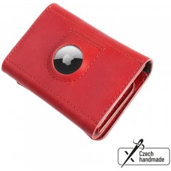 Kožená peněženka FIXED Tripple Wallet for AirTag z pravé hovězí kůže červená FIXWAT-TR2-RD