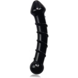 LoveToy 7" Glass Romance oboustranné černé dildo 17 x 3,8 cm