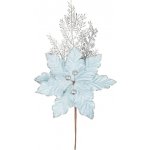 Vetvička MagicHome Vianoce, s kvetom poinsettia, modrá/strieborná, 27 cm – Hledejceny.cz