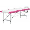 Masážní stůl a židle Nabytek XL Skládací masážní stůl se 4 zónami hliník bílý a růžový