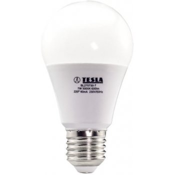 Tesla LED žárovka BULB E27 7W 230V 600lm 25 000h 3000K teplá bílá 220°