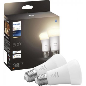 Philips Hue BT LED 9.5W teplá bílá 2 ks stmívatelná LED žárovka E27 806lm 2700K