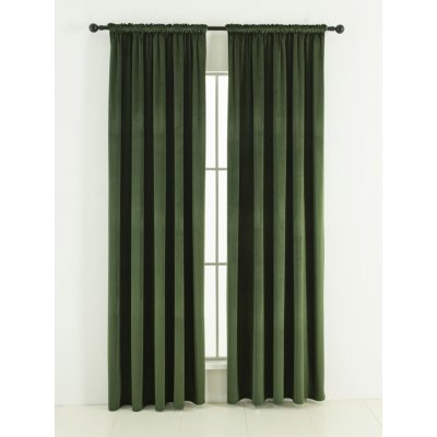 MKLuzkoviny.cz Sametové zatemňovací závěsy Cesar tmavě zelené - 140 x 280 cm (2ks) - řasící stuha – Sleviste.cz