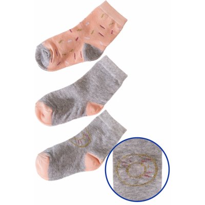 Dívčí šedo lososové ponožky 3 páry Šedá – Zboží Mobilmania