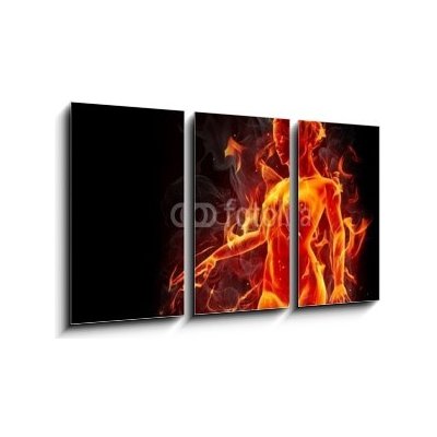 Obraz 3D třídílný - 90 x 50 cm - Dancing fire girl Taneční dívka – Hledejceny.cz