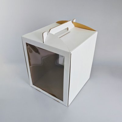 Cake star dortová krabice CINDY pevná bílá dvě okna 30x30x35cm – Zboží Dáma