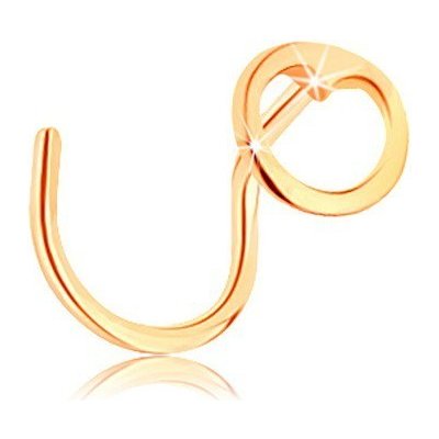 Šperky eshop zlatý piercing do nosu zahnutý malý kruh s vyřezaným srdíčkem GG143.10 – Zboží Dáma