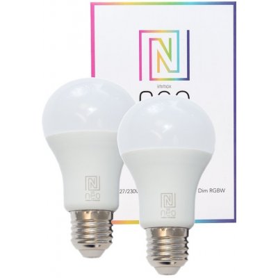 Immax LED žárovka Neo E27 8,5W RGB 2ks LED žárovka , E27, 230V, A60, 8,5W, teplá bílá + RGB, stmívatelná, 806lm, Zigbee Dim, 2ks 07004B – Zboží Mobilmania