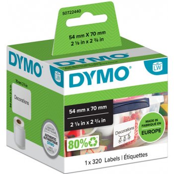 Dymo 70mm x 54mm, bílé, 320 etiket, S0722440