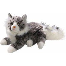 Carl Dick kočka mainská mývalí šedobílá ležící cca 3202 zvíře 30 cm