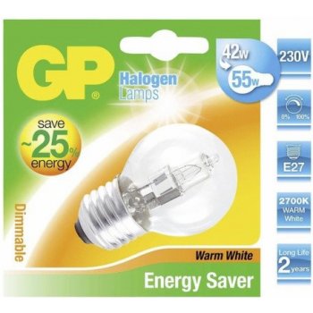 Gpbattery GP Lighting Halogen Mini Globe 42W 230V E-14 Teplá bílá 630 lm