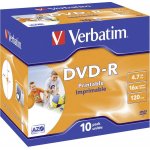 Verbatim DVD-R 4,7GB 16x, printable, plastová krabička, 10ks (43521) – Hledejceny.cz