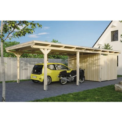 SKAN HOLZ Přístřešek na auto Emsland 404 x 846 cm přírodní – HobbyKompas.cz