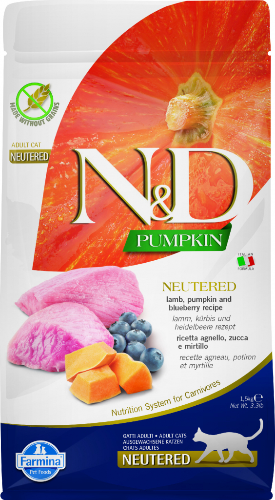 N&D Pumpkin CAT Neutered Lamb & Blueberry 1,5 kg