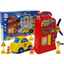 Lean Toys Set čerpací stanice + autíčko a doplňky