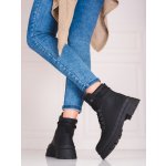 Stylové kotníčkové boty dámské černé na plochém podpatku – Zboží Mobilmania