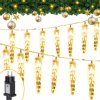 Vánoční osvětlení Yakimz LED Icicle Light Chain venkovní vnitřní vánoční dekorace zahradní party vánoční dekorace IP44 8 modů 10m 40LEDs teplá bílá