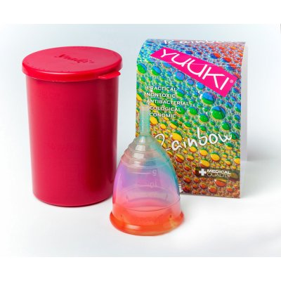 Yuuki Rainbow Menstruační kalíšek velký Soft měkčí Rainbow včetně sterilizačního kelímku – Zboží Mobilmania