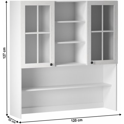 Kondela Horní skříňka se sklem K120, bílá / sosna andersen, PROVANCE – Zbozi.Blesk.cz